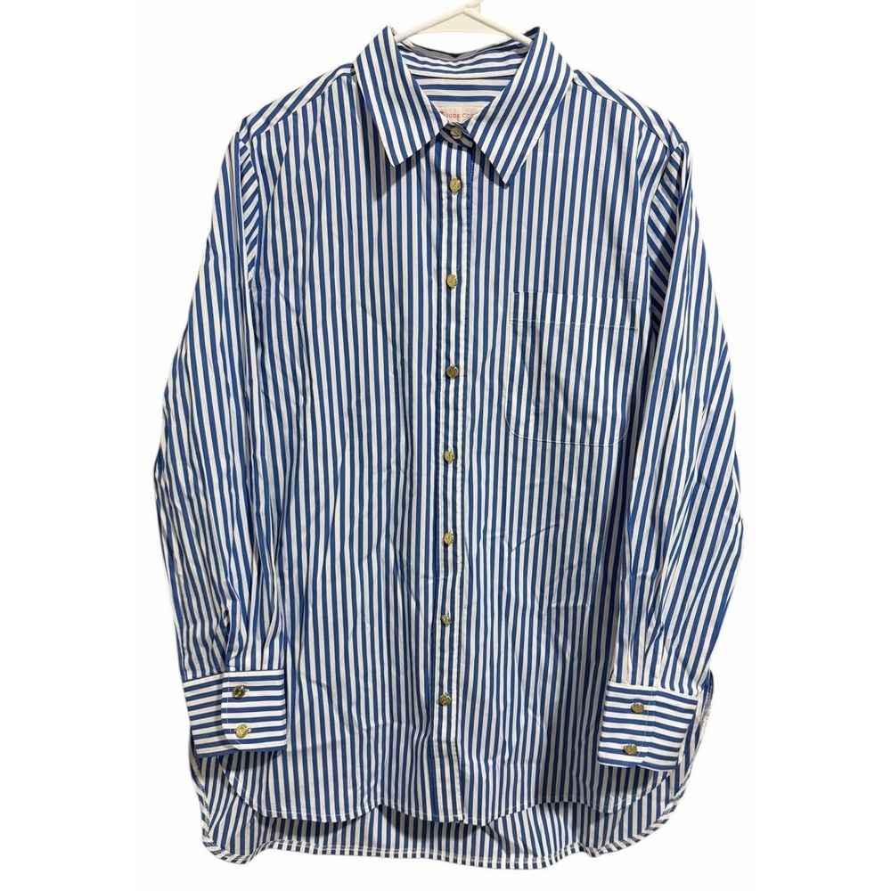 Jude Connally Kimber‎ Striped Long Sleeve Shirt Blue/White Women's Size Large